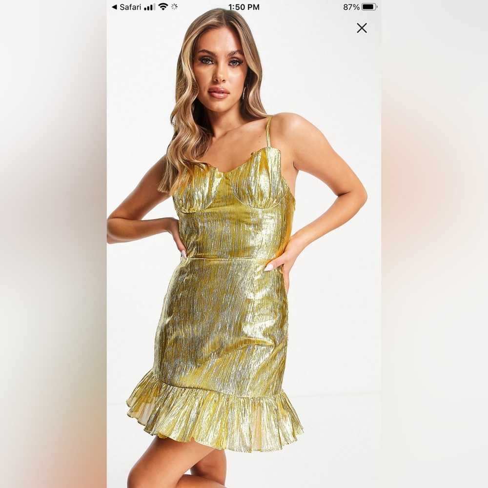NWT, Collective The Label from ASOS, gold mini dress - Picture 3 of 6